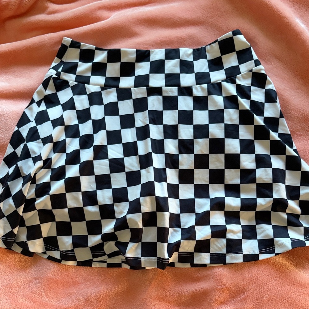 Black and White Checkered Skater Skort
